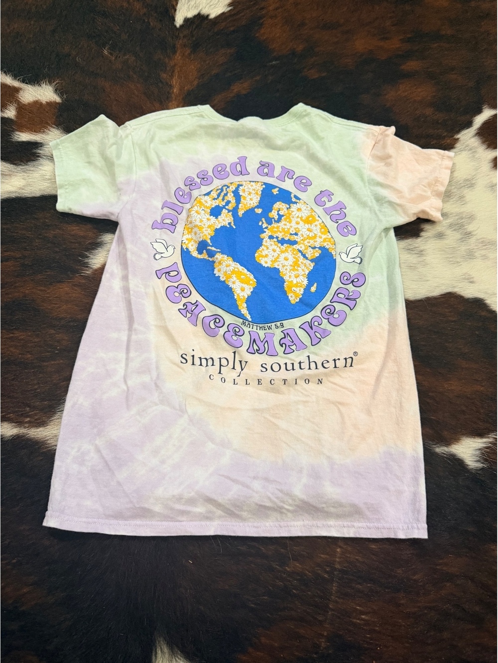 Simply Southern Tie Dye Peace T-Shirt Small